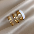 Fashion 3 Pcs Adjustable Trendy Style Finger Ring Set for Women New Collection Gifts Rings Set Open Ring for Women Simple.