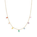 Symphony girl heart blue diamond rainbow water drop zircon seven-color necklace ins fashion titanium steel gold-plated clavicle chain.