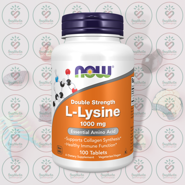 NOW Double Strength L-Lysine – 1000 mg – 100 Tablets – with Pharmaceutical Grade Formula – for Collagen Synthesis & Immune Support