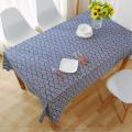 Japanese Totem HAILANG Dark Blue Geometric Pattern Cotton Linen Table Cloth Blue Tablecloth Cloth Liner Cover Cloth.