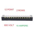 Double Row Covered Screw Terminal Block 4 or 6 or 12 Point 600V 15A Covered Wire Connectors. 