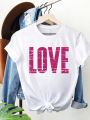 Love Letter Style Cute 90s Print Top Short Sleeve Women Fashion O-neck T Shirt Clothing Casual Lady Graphic Tee T-Shirt.