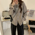 Spring 2022 New Korean Style Hong Kong Style Vintage Long Sleeve Shirt Women's Loose Outer Wear All-Match Mid-Length Western Style Shirt. 