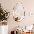 Irregular Wall Mirror, Asymmetrical Mirror, Large Vanity Mirror for Wall Decoration, Modern Wood Framed Mirror for Living Room Bedroom Bathroom Entryway Mirror, 33.5"×20.5". 