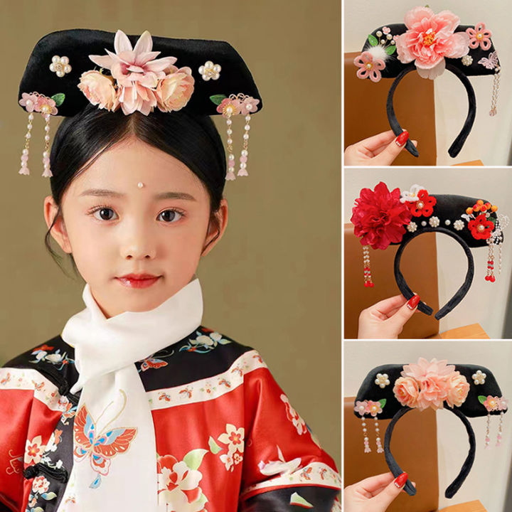 Flower Chinese Style Headwear Tassel Pearl Ancient Style Headband Princess Hair Hoop Hanfu Headdress Hanfu Hair Clip Women Cologo