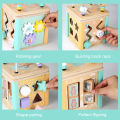 6in1 Wooden Activity Cube Montessori Toys for 12M+ Baby Carrots Harvest Game Bead Maze Preschool Learning Education Shape Sorter MuXiaRe. 
