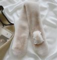 Korean Women Faux Rabbit Fur Collar Pearl Lace Cross Plush Scarf Female Winter Double Sided Thick Neck Protection Warm Shawl T36. 