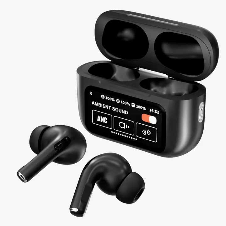Airpods%20A9%20Pro%20Touch%20Screen%20Display%20with%20ANC%20ENC%20TWS%20Earbuds%20-%20Black%20-%20Image%202