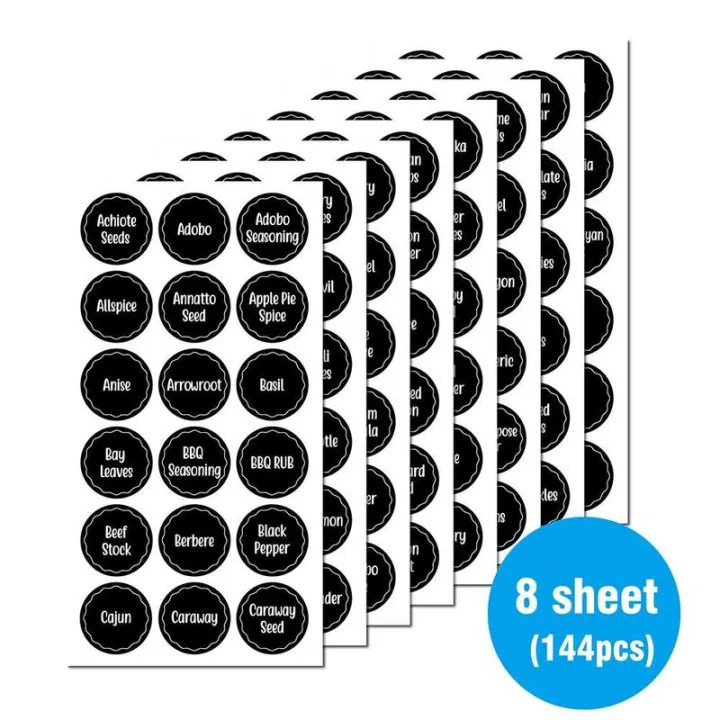 8%20Sheet%20144pcs%20Spice%20Sticker%20Reusable%20Container%20Jam%20Labels%20Kitchen%20Stickers%20Organizer%20Wall%20Sticker%20Home%20Decor%20Chalkboard%20Label%20-%20Image%202