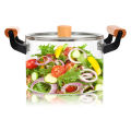 High Temperature Resistant Transparent Lid With Wooden Handle Stock Pot With Large Capacity Open Flame Heating Glass Double Ear. 
