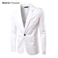 Men Blazer Single Button Turn-down Collar Formal Plus Size Suit Coat for Work. 