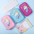 3D Unicorn Pencil case School cute pencil box EVA hard shell pen case Girls pencil bag Student pen bag Cartoon kawaii stationery. 