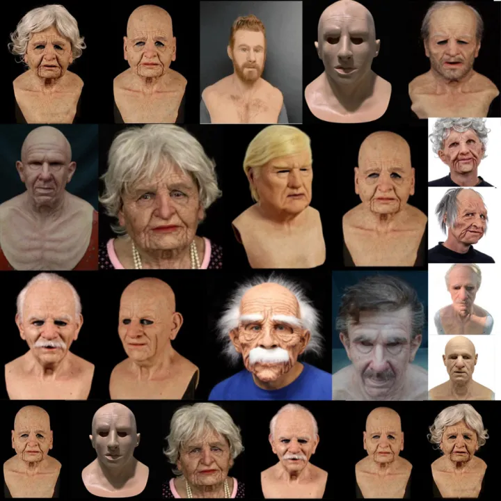Cosplay%20Bald%20Old%20Man%20Wrinkle%20Face%20Mask%20Halloween%20Party%20Carnival%20Props%20-%20Image%203