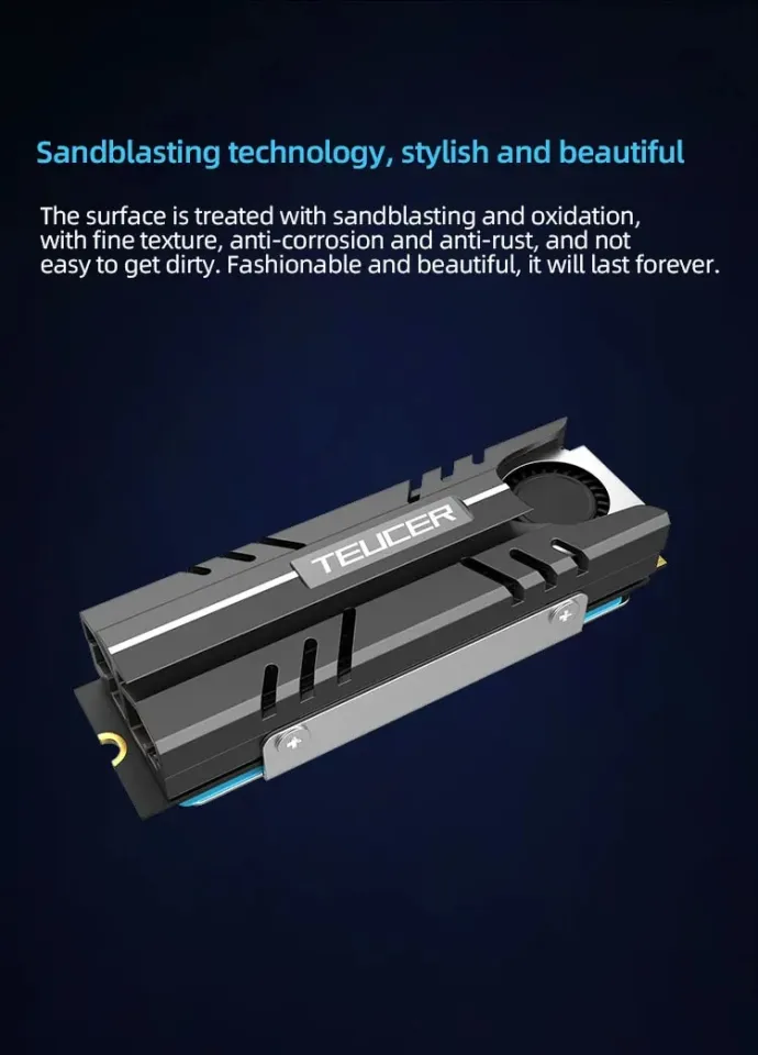 Dissipatore In Alluminio Per SSD M.2 NVMe – TEUCER M.2-7, Per M.2 2280