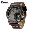 Oulm Designer Brand Luxury Watches For Men Dual Time Quartz Watch Casual Man Leather Watch Sport Male Clock.