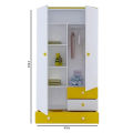 2 Door Multipurpose Almirah for Bedroom with Locker Drawers Hanging space Or Clothes storage Shelve - White + Yellow. 