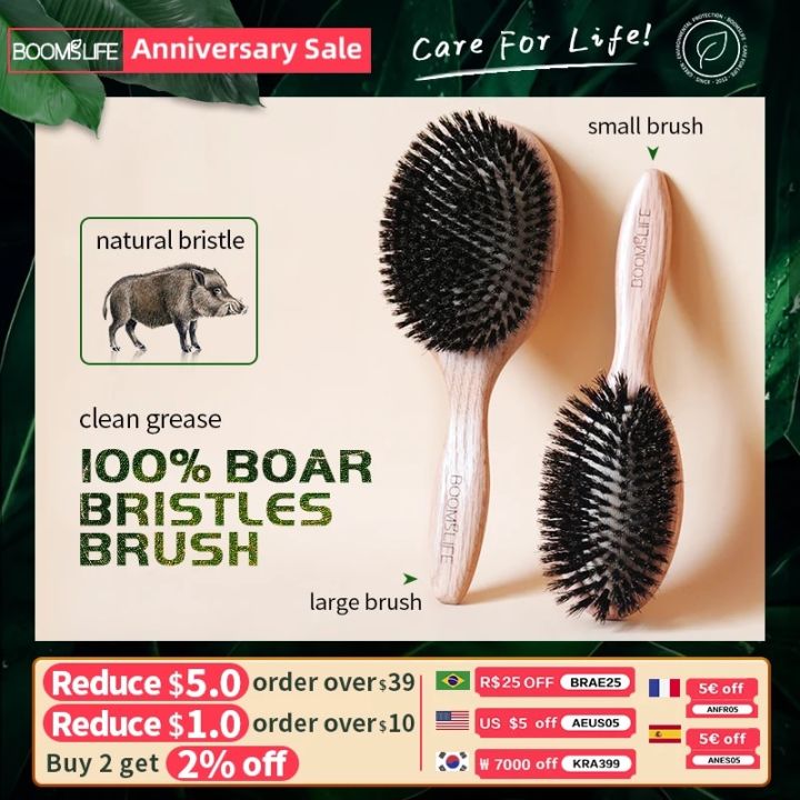 BOOMSLIFE Boar Bristle Hair Brush Women Combs for Hair Wood HairBrush Detangle Straightener Brush Hair Comb Barber Accessories