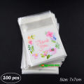 100 pcs x Thank You Printed (7x7cm) Plastic Bag Self Adhesive OPP Packaging Cellophane Gift Bags. 