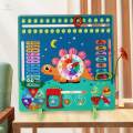 Wooden Learning Calendar Weather Season Time Cognitive Puzzles Learning Educational Toy for Girls. 
