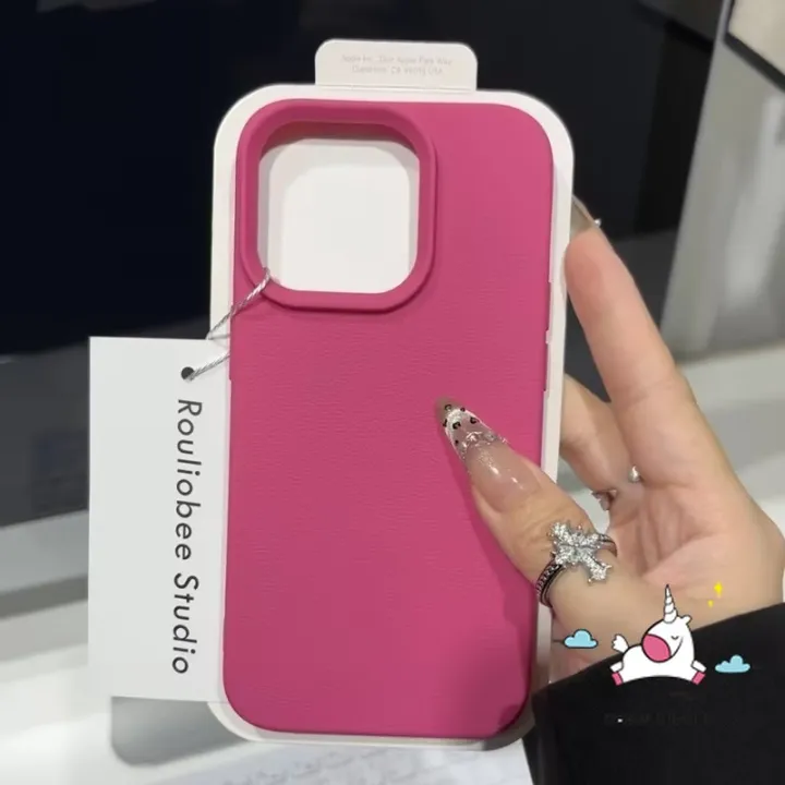 Luxury%20Candy%20Color%20Shockproof%20Soft%20Cover%20Compatible%20for%20IPhone%2016%2015%2013%2011%2014%2012%20Pro%20Max%2016%2015%2014%20Plus%20XR%20X%20XS%20Max%2012%2011%20Pro%20Frosted%20Imitation%20Skin%20Pattern%20Simple%20Solid%20Color%20Case%20-%20Image%204