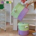 Cartoon round Fabric Storage Bucket Toy Desktop Storage Basket Woven Snack with Lid Storage Box Big Eye Monster. 