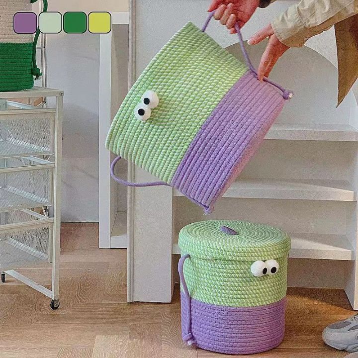Cartoon%20round%20Fabric%20Storage%20Bucket%20Toy%20Desktop%20Storage%20Basket%20Woven%20Snack%20with%20Lid%20Storage%20Box%20Big%20Eye%20Monster%20-%20Image%205