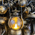 12 Pcs Mini Lantern Decorative With LED Candle Hanging Candle Lanterns Battery Black.