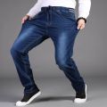 Men Extra Large Size 32-50 Stretch Waist High Elastic Jeans Designer Drawstring Straight Denim Pants Mens Casual Plus Size 7XL.