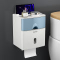 Double layer multifunctional tissue box roll paper shaft toilet free punch creative paper drawer toilet roll paper tube waterproof.