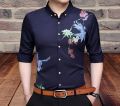 Blue Cotton Long Sleeve Shirt for Men.