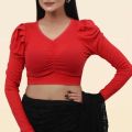 Crop Top Full Sleeve Fashionable Blouse for Women Stylish Casual Wear. 