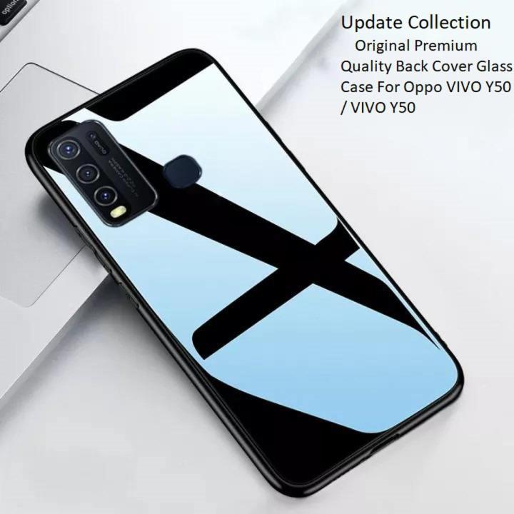 For Vivo Y50 (Hongkong Design) Tempered Glass Case With Soft Tpu