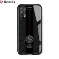 Jizetin for Realme 7 Pro Glass Back Cover Dargon Logo For Boys Glossy Tempered Glass Shockproof Soft Edge Phone Cases. 