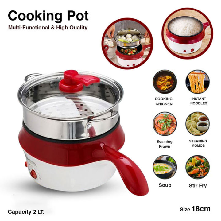 Electric 18cm Mini Multicooker- For preparing Steak, Egg, Seafood, Vegetables, Rice, Ramen, Oatmeal, and Soup Multifunctional Cooking Pot-Top Selling Multicooker
