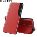 【Lejia】Phone flip case Samsung Galaxy A52 clear window view smart PU leather stand Holder phone case for A52 flip back cases.