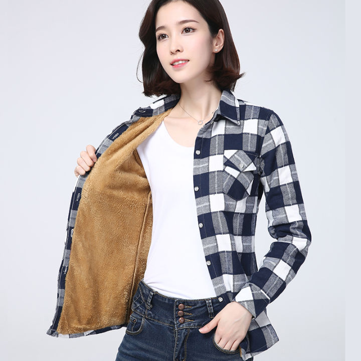 2023%20Winter%20New%20Plus%20Thick%20Women's%20Warm%20Plaid%20Shirt%20Coat%20Lady%20Casual%20Fleece%20Velvet%20Jacket%20Tops%20Hot%20Women%20Clothes%20Outerwear%20-%20Image%207
