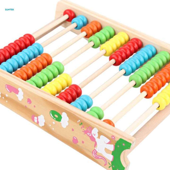 Wooden Abacus for Kids Math with Colorful Beads Educational 10 Rows ...
