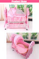 New born swing cradle baby bassinet with mosquito net canopy and wheels Bassinet (Pink).