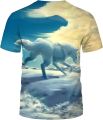 Srcnhim Tie-Dye Novelty Colorful Gorgeous Wolf T-Shirt Strong Artistic Atmosphere 3D Printing Classic Tee.