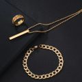 3pcs/set Mens Stainless Steel Glamour Chain Bracelet & Ring Set for Men. 