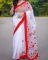 Exclusive Design Multicolor Skin Print Half Silk Saree For Women.