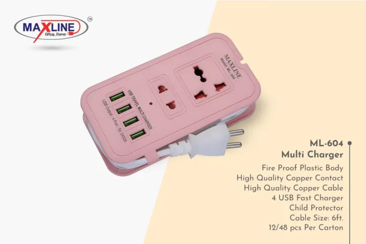 4USB%20Multi%20Plug%20Maxline%20ML-604%20Multiplug%202%20Port%20Extention%20Socket%206%20Feet%20Cable%20-%20Image%205
