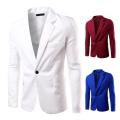 Men Blazer Single Button Turn-down Collar Formal Plus Size Suit Coat for Work. 