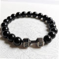 Classic Natural Black Dumbbell Bracelet for Men. 