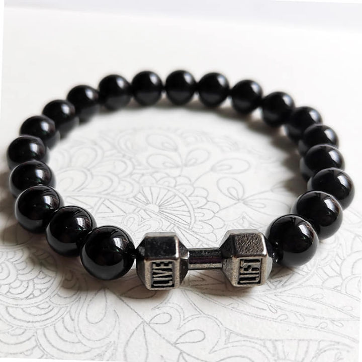 Classic Natural Black Dumbbell Bracelet for Men