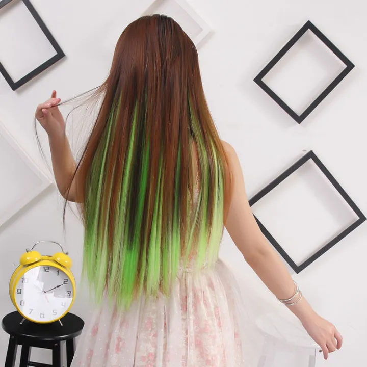 Wig%20Women's%20Long%20Straight%20Hair%20Wig%20Set%20Color%20Highlight%20One%20Piece%20Short%20Hair%20Extension%20Natural%20Five%20Clip%20-%20Image%205