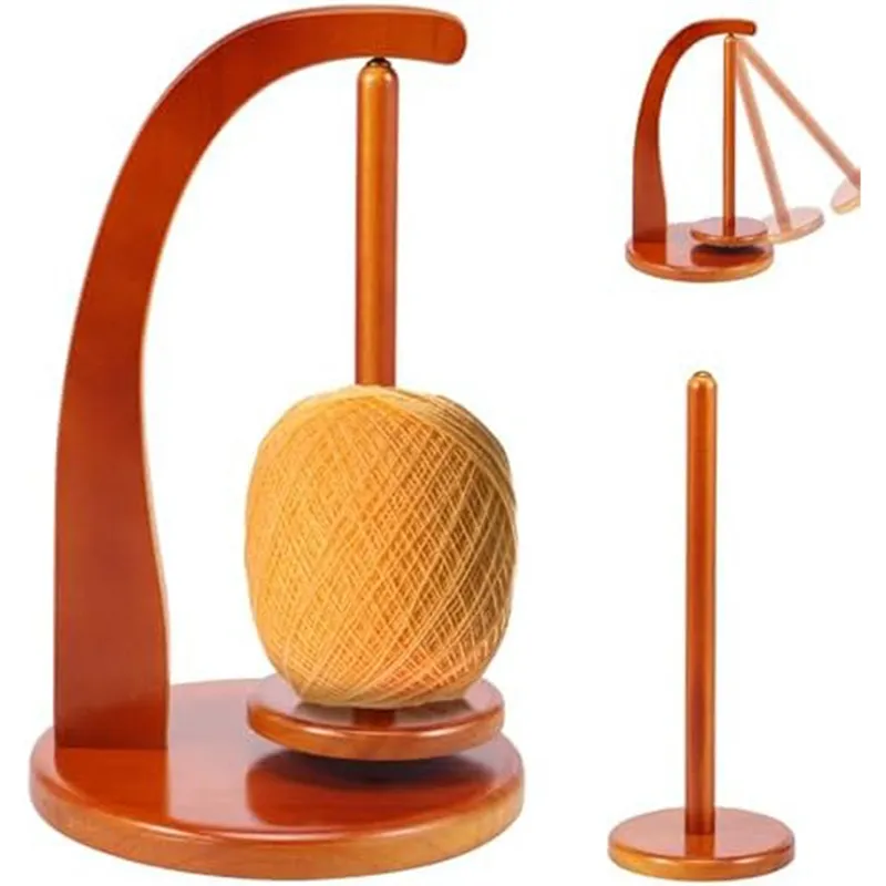 Caydo Wooden Yarn Holder For Knitting & Crocheting - Easy Spin Yarn Spinner With Storage, Bamboo Color - View #11