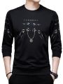 Premium Stylish T-Shirt - Black Digital Print Comfortable and Soft Fabrics for Men - Full Sleeve & Round Collar.