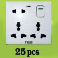 25 Pcs 16A 250V 1gang 8 pin double universal socket.