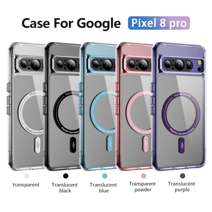 SMGSLIB%20Metal%20Button%20Transparent%20Shockproof%20Phone%20Case%20For%20Google%20Pixel%208%20Pro%20Wireless%20Magnetic%20Camera%20Lens%20Hole%20Protection%20Back%20Cover%20-%20Image%206